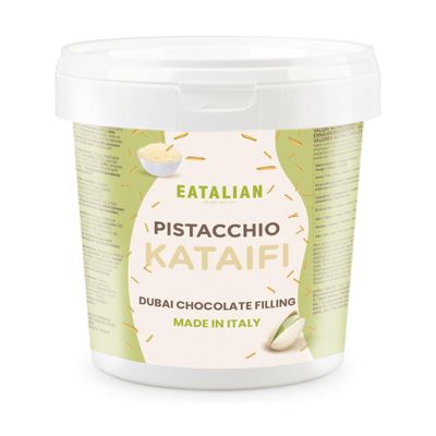 EATALIAN by AMZ BETTER Pistachio Cream with Kataifi, Delicious Spreadable Cream with a Unique Taste, Ideal on Bread, Perfect with Ice Cream, Chocolate and Dubai Chocolate, 1 kg, Made in Italy