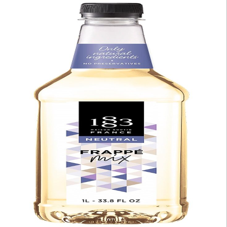 1883 Frappe Mix Syrup for Coffee and Drinks, Made in France, 1 Liter Plastic Bottle