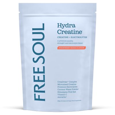 HydraCreatine Creatine Monohydrate & Electrolytes Powder | Hydrate, Performance & Strength All in 1 with Magnesium, Vitamin C, Biotin & Coconut Water | Strawberry Mango Flavoured | Free Soul