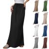 Women's Long Skirt - Elastic Waist Skirt Sexy Slim Casual Simple Solid Colour with Drawstring Loose Fit Classic Comfortable Basic Breathable Lightweight Beach Skirts, Army Green, L view 2