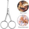 Stainless Steel Nose Hair Scissors for Men Women Trimming Facial Hair Eyebrow Ear Hair view 3