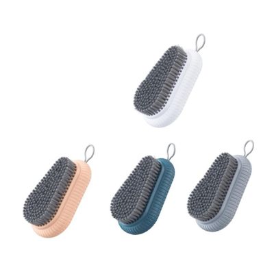 DEARMAMY 4pcs Multi-purpose Shoe and Laundry Cleaning Brush Set Made of Sturdy Abs Material with Portable Hanging Design for Efficient Home and Toilet Use Random Color