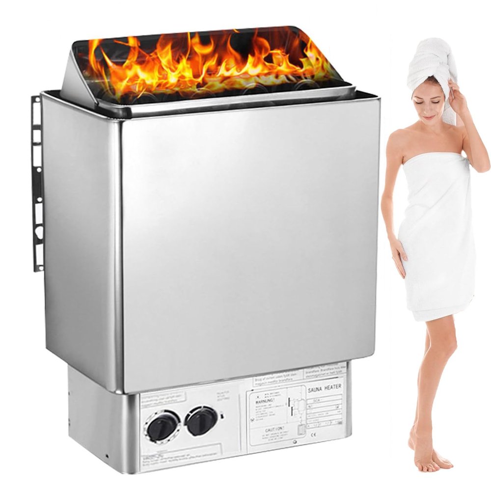 Electric Sauna Heater, Wall Mount Steamer, Stainless Steel Control for Sauna Rooms & Steam Bath, Adjustable Timer & Temperature