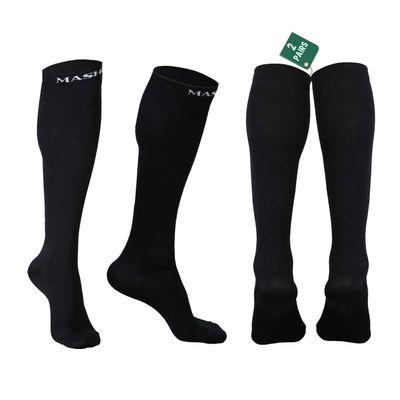 ( 2 Pairs ) Compression Socks for Men & Women Graduated Support Stockings for Travel, Flight, Running, Nurses, Pregnancy, Maternity, Sports, Calf & Ankle Circulation (Black/Black, L/XL)