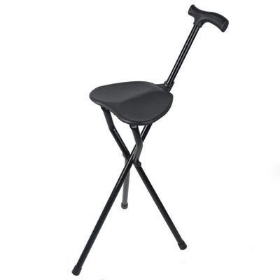 DUIRHNFV Canes Portable Walking Stick Chair Seat Crutch Stool Elderly Folding Tripod Folding