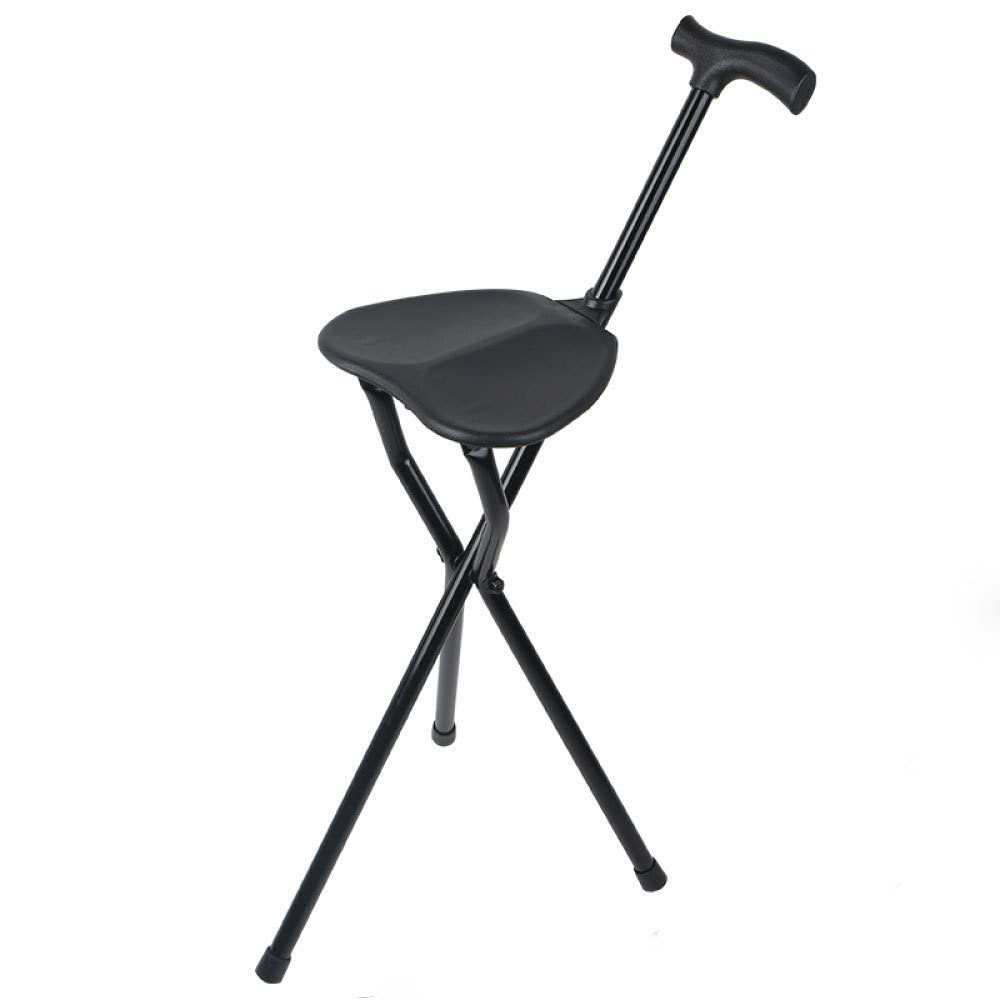 DUIRHNFV Canes Portable Walking Stick Chair Seat Crutch Stool Elderly Folding Tripod Folding