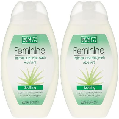 Intimate Cleansing Wash with Aloe Vera, Soothing, Soap-Free, pH-Balanced Formula for Daily Feminine Hygiene, 2 x 250ml, pack of 2