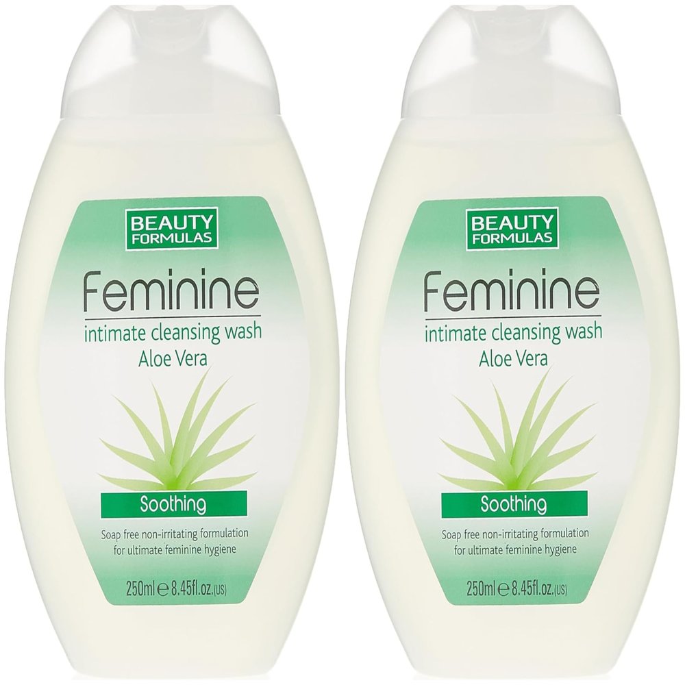 Intimate Cleansing Wash with Aloe Vera, Soothing, Soap-Free, pH-Balanced Formula for Daily Feminine Hygiene, 2 x 250ml, pack of 2