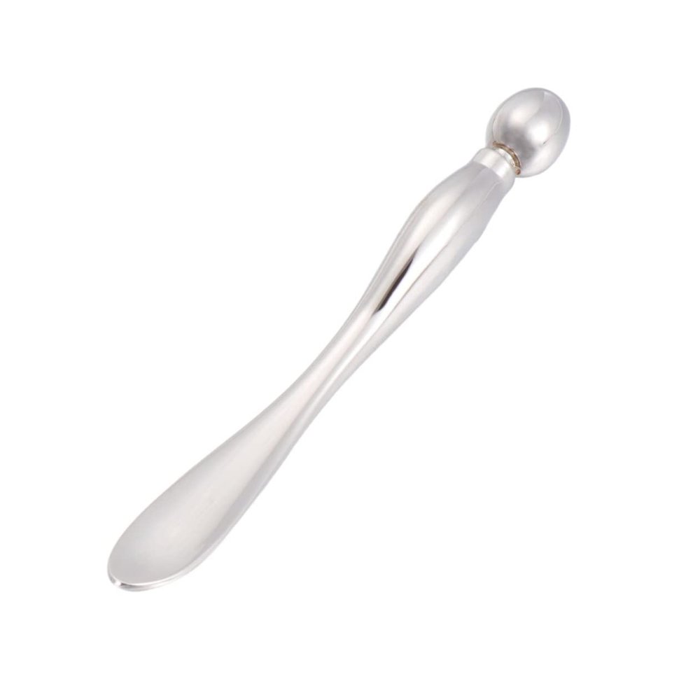 WRITWAA Eye Massage Sticks Spoon and Massage Stick Silver Zinc Alloy for Women 2Pcs with Smooth Surface and Two Different Ends Promoting Eye Cream Absorption Skin Care Tool