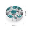 BVKWNTSA Portable Round Teal Grey and White Floral1 Printed Contact Lens Case is Stylish and Compact, Easy to Carry and Protects Lenses. view 2