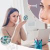 BVKWNTSA Portable Round Teal Grey and White Floral1 Printed Contact Lens Case is Stylish and Compact, Easy to Carry and Protects Lenses. view 4