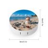 BVKWNTSA Portable Round Sand Snowman on Beach Printed Contact Lens Case is Stylish and Compact, Easy to Carry and Protects Lenses. view 2
