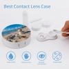 BVKWNTSA Portable Round Sand Snowman on Beach Printed Contact Lens Case is Stylish and Compact, Easy to Carry and Protects Lenses. view 3