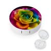 BVKWNTSA Portable Round Rainbow Flower Printed Contact Lens Case is Stylish and Compact, Easy to Carry and Protects Lenses.