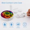 BVKWNTSA Portable Round Rainbow Flower Printed Contact Lens Case is Stylish and Compact, Easy to Carry and Protects Lenses. view 3