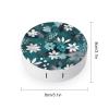 BVKWNTSA Portable Round Teal Grey and White Floral Printed Contact Lens Case is Stylish and Compact, Easy to Carry and Protects Lenses. view 2