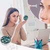 BVKWNTSA Portable Round Teal Grey and White Floral Printed Contact Lens Case is Stylish and Compact, Easy to Carry and Protects Lenses. view 4