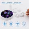 BVKWNTSA Portable Round Purple Butterfly and Flowers Printed Contact Lens Case is Stylish and Compact, Easy to Carry and Protects Lenses. view 3