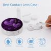 BVKWNTSA Portable Round Purple Hearts Printed Contact Lens Case is Stylish and Compact, Easy to Carry and Protects Lenses. view 3
