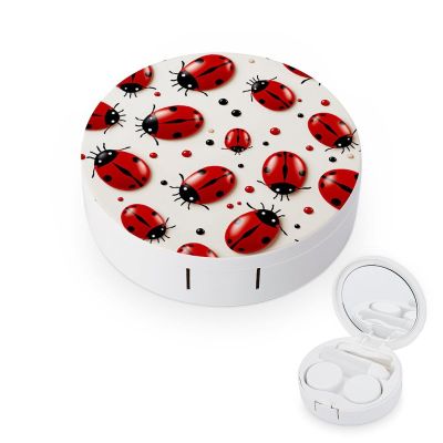BVKWNTSA Portable Round Red Ladybug Printed Contact Lens Case is Stylish and Compact, Easy to Carry and Protects Lenses.