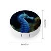 BVKWNTSA Portable Round Blue Seahorse Printed Contact Lens Case is Stylish and Compact, Easy to Carry and Protects Lenses. view 2