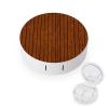 BVKWNTSA Portable Round Brown Wood Pattern Printed Contact Lens Case is Stylish and Compact, Easy to Carry and Protects Lenses.