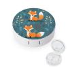 BVKWNTSA Portable Round Cartoon Fox Pattern Printed Contact Lens Case is Stylish and Compact, Easy to Carry and Protects Lenses. view 1