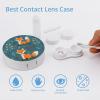 BVKWNTSA Portable Round Cartoon Fox Pattern Printed Contact Lens Case is Stylish and Compact, Easy to Carry and Protects Lenses. view 3