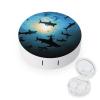 BVKWNTSA Portable Round Hammerhead Sharks Printed Contact Lens Case is Stylish and Compact, Easy to Carry and Protects Lenses. view 1