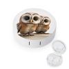 BVKWNTSA Portable Round Funny Owl Printed Contact Lens Case is Stylish and Compact, Easy to Carry and Protects Lenses. view 1