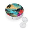 BVKWNTSA Portable Round Hello Hawaii Printed Contact Lens Case is Stylish and Compact, Easy to Carry and Protects Lenses.