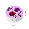 BVKWNTSA Portable Round Red and Purple Roses Printed Contact Lens Case is Stylish and Compact, Easy to Carry and Protects Lenses. view 2