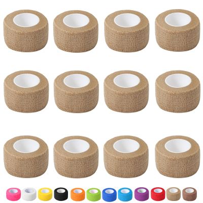 12 Pack Self Adhesive Bandage Wrap, 2.5cm x 4.5m Non-Woven Self Adherent Cohesive Bandage, Vet Wrap Wound Tape for Thumb Finger Wrist Knee Ankle, Skin