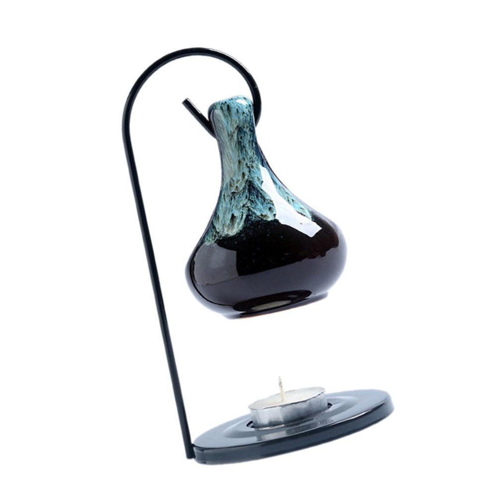 carotoe Hanging Glazed Ceramics Essential Oil Burners Aromatherapist Diffuser Tealight Holder With Iron Stand Home Decors