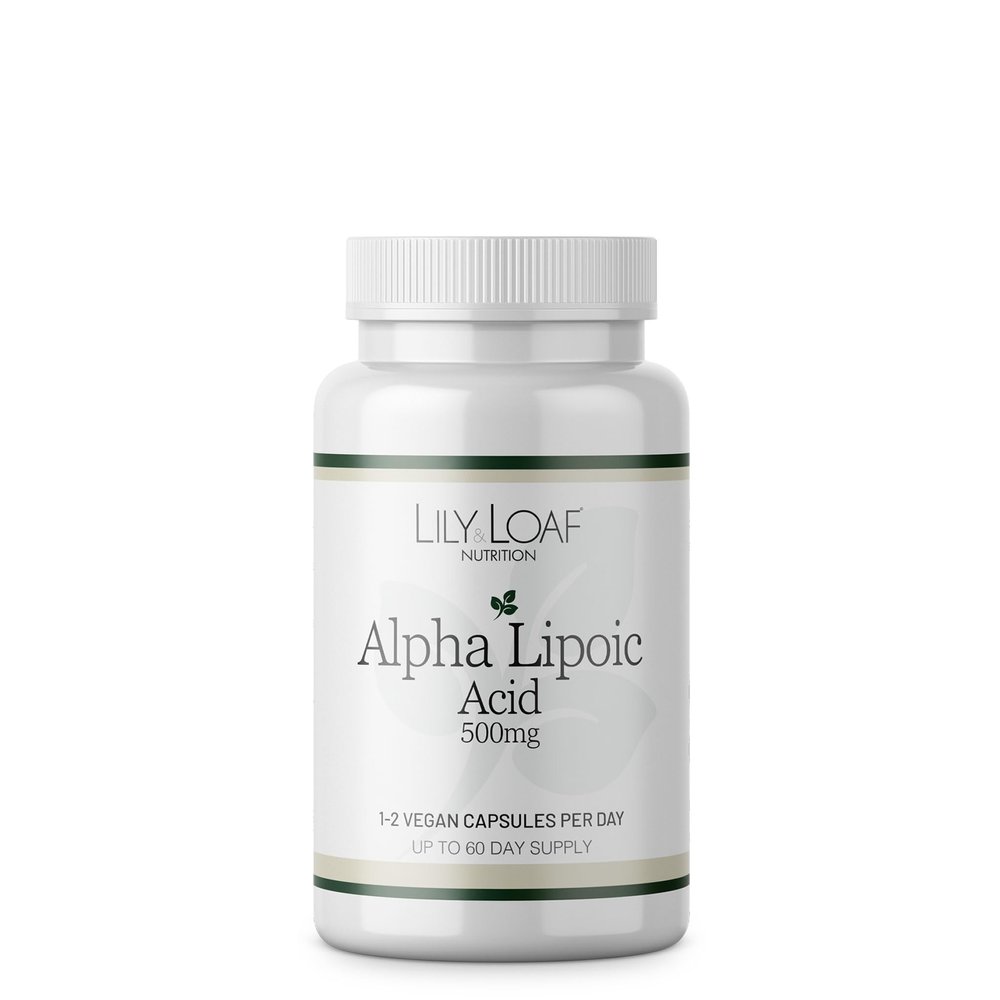 Lily & Loaf Alpha Lipoic Acid Capsules 500mg ALA Supplement, Vegan, Gluten Free, 60 Capsules