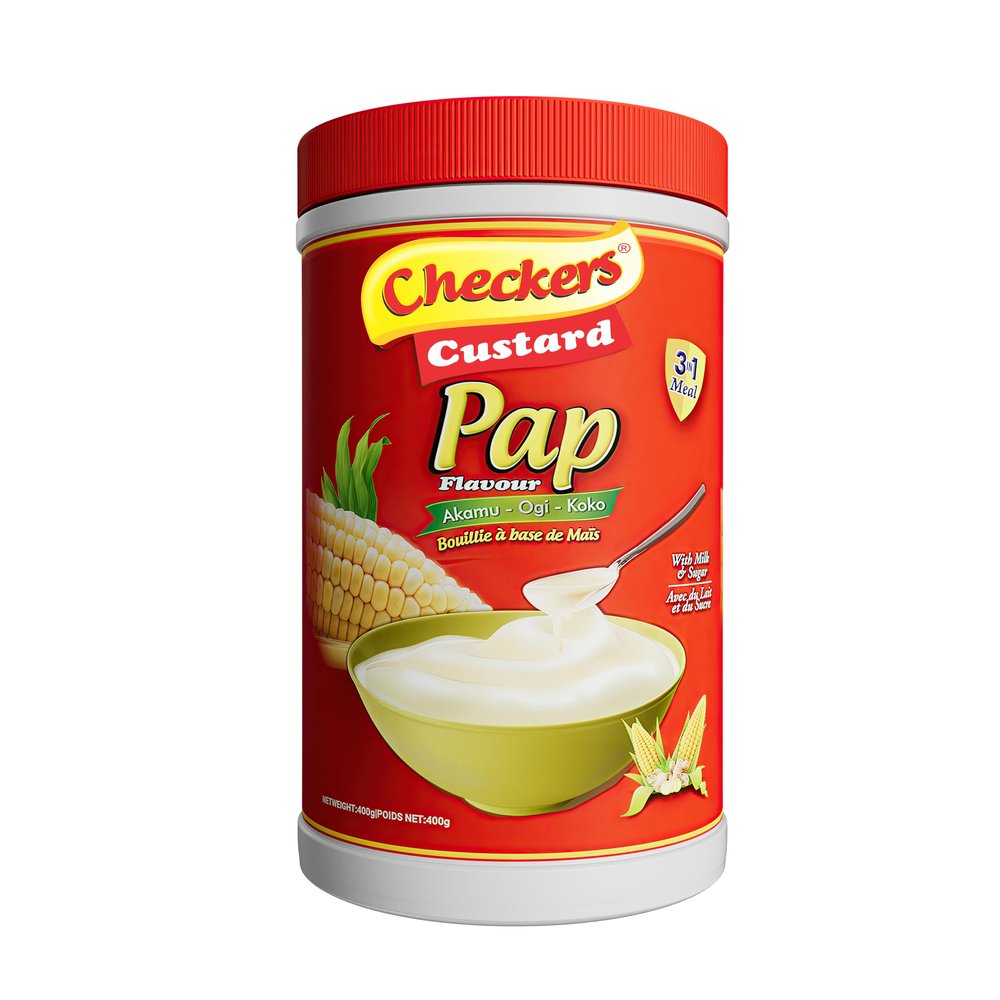 Checkers Custard Pap Flavour Powder, 3-in-1 Instant Meal with Traditional Pap Taste, Blended with Milk & Sugar, Smooth & Creamy Texture, 400g Jar