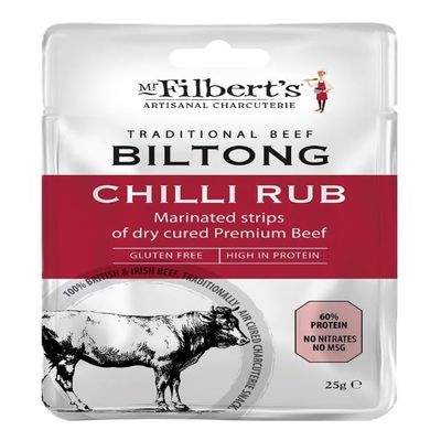 Mr Filberts - Chilli Rub Biltong 20 x 25g Snack Packs