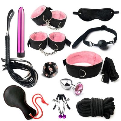 12 Piece Pink Nylon Outdoor Fitness Training Kit With Adjustable Wristband And And Racket - D17-Uk