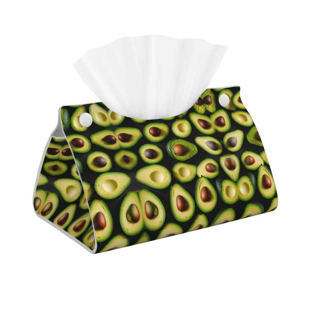 Avocado Pattern Print Tissue Box Holder Aesthetic Tissue Box Cover, Leather Tissues Holder for Countertop Office Desk