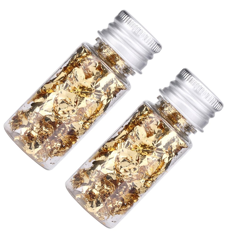 2Pcs Gold Foil Paper for Food Decoration, Multifunctional Bottled Foil for Cakes, Desserts, Cocktails, and Crafts