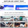 ABETOS Retro Half Moon Reading Glasses Semi Rimless Blue Light Blocking Eyeglasses Men Women Spring Hinges Small Lightweight Computer Half Readers, Blue 1.0 view 4