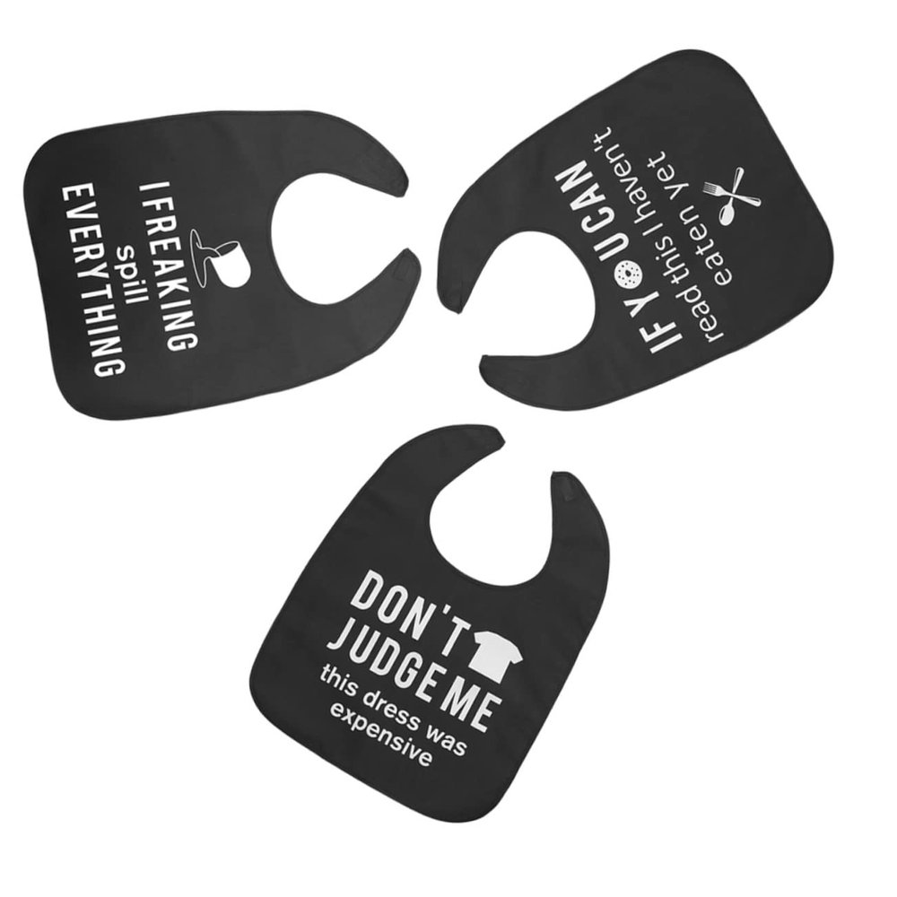 3pcs Adult Eating Bibs for Seniors Polyester Fabric Clothing Protectors