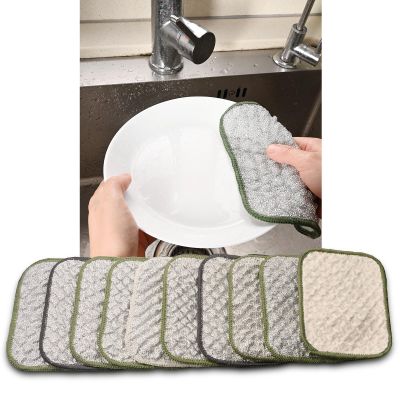 FELXIESS Non Scratch Wire Dishcloth, Double-Side Quick-Dry Odor-Free Scrub Dishwashing Rag, Multipurpose Steel Dish Scrubber, Kitchen Reusable Cleaning Cloths for Cookware, Sinks, Stove Tops10pcs
