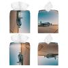 Airplane Print PVC Leather Tissue Box Holder Napkin Facial Tissues Holder Dispenser for Bathroom Home view 2