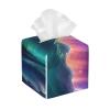 Dark Northern Lights Print PVC Leather Tissue Box Holder Napkin Facial Tissues Holder Dispenser for Bathroom Home view 1