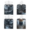 Blue Eyes Wolf Print PVC Leather Tissue Box Holder Napkin Facial Tissues Holder Dispenser for Bathroom Home view 2