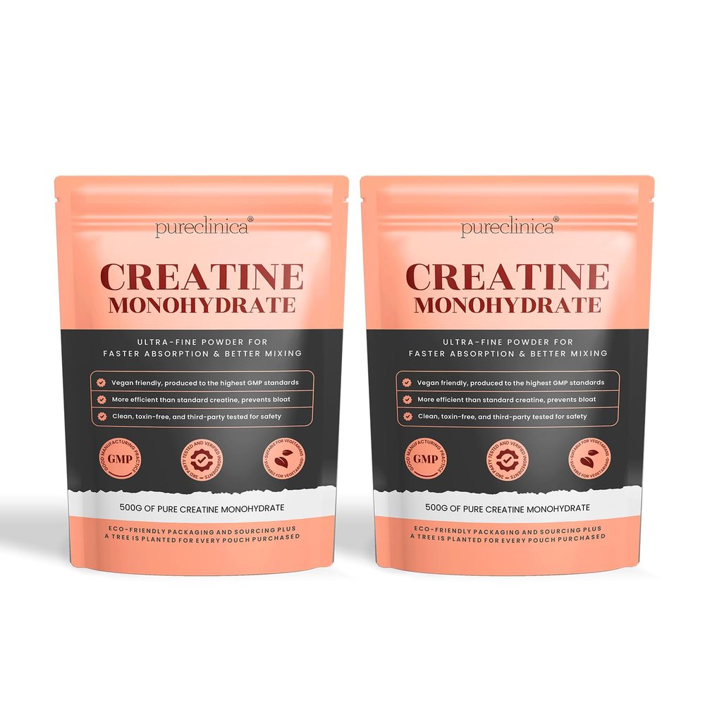 Creatine Monohydrate Powder 1000g (2 Packs of 500g) - 200 Day Supply - Ultra-Fine, Unflavoured, Vegan | No Bloat, Fast Absorption | GMP Certified