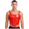 Aiihoo Mens Shiny Wet Look Patent Leather Sleeveless Vest Lace Up Back Zipper Tops For Party Club Red XXL view 1