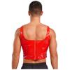 Aiihoo Mens Shiny Wet Look Patent Leather Sleeveless Vest Lace Up Back Zipper Tops For Party Club Red XXL view 2