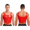 Aiihoo Mens Shiny Wet Look Patent Leather Sleeveless Vest Lace Up Back Zipper Tops For Party Club Red XXL view 3